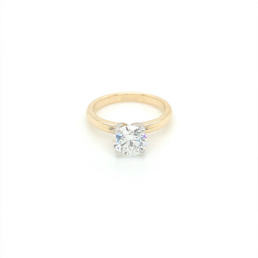 14K Yellow Gold 1 7/10 CT Round Brilliant Cut Colorless Lab-Grown Solitaire Engagement Ring Size 7