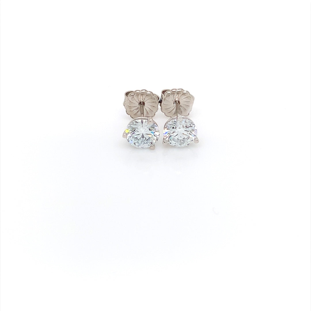 14K White Gold 2 CT Round Brilliant Cut Near Colorless Lab-Grown Diamond Stud Earrings