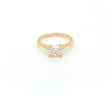 14K Yellow Gold 1 CT Princess Cut Near Colorless Lab-Grown Diamond Solitaire Engagement Ring