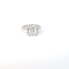 Emerald Cut Diamond Three-Stone Ring in White Gold