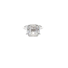 Emerald-Cut Diamond Three-Stone Ring in White Gold