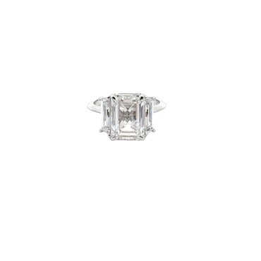 Emerald-Cut Diamond Three-Stone Ring in White Gold