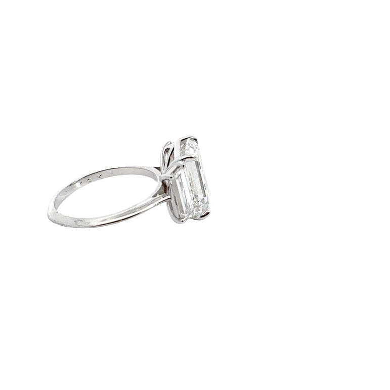 Emerald-Cut Diamond Three-Stone Ring in White Gold