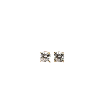 Cushion Cut Diamond Stud Earrings in Yellow Gold