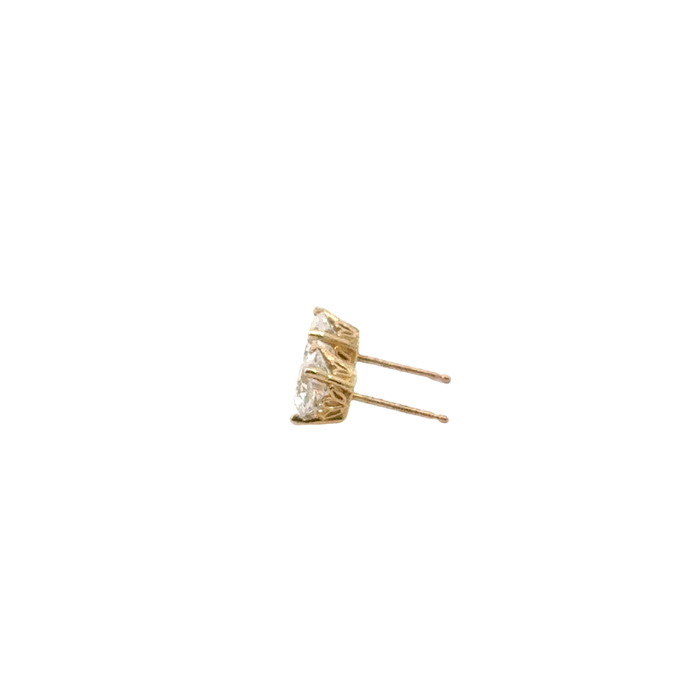 Cushion Cut Diamond Stud Earrings in Yellow Gold