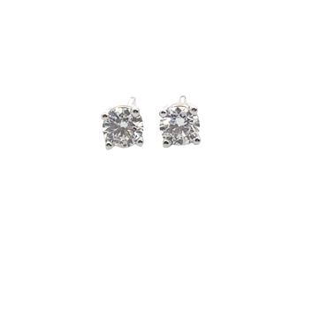 Round Diamond Stud Earrings in White Gold
