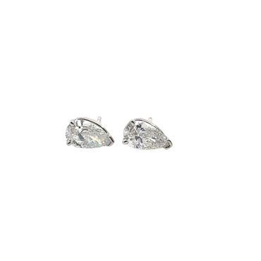 Pear-Shaped Diamond Stud Earrings in White Gold