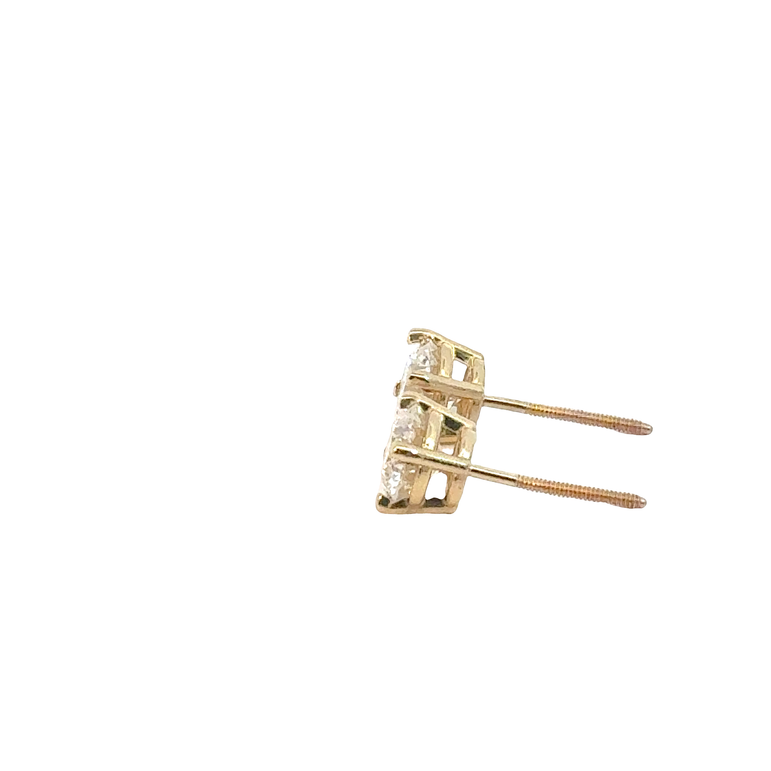 Round Brilliant Diamond Stud Earrings in Yellow Gold