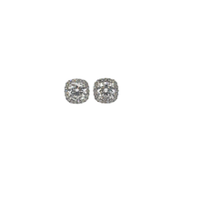Diamond Halo Stud Earrings in White Gold