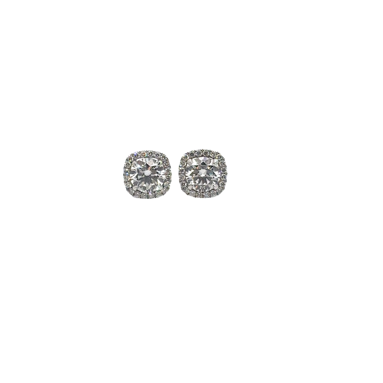 Diamond Halo Stud Earrings in White Gold