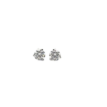 Round Diamond Stud Earrings in White Gold