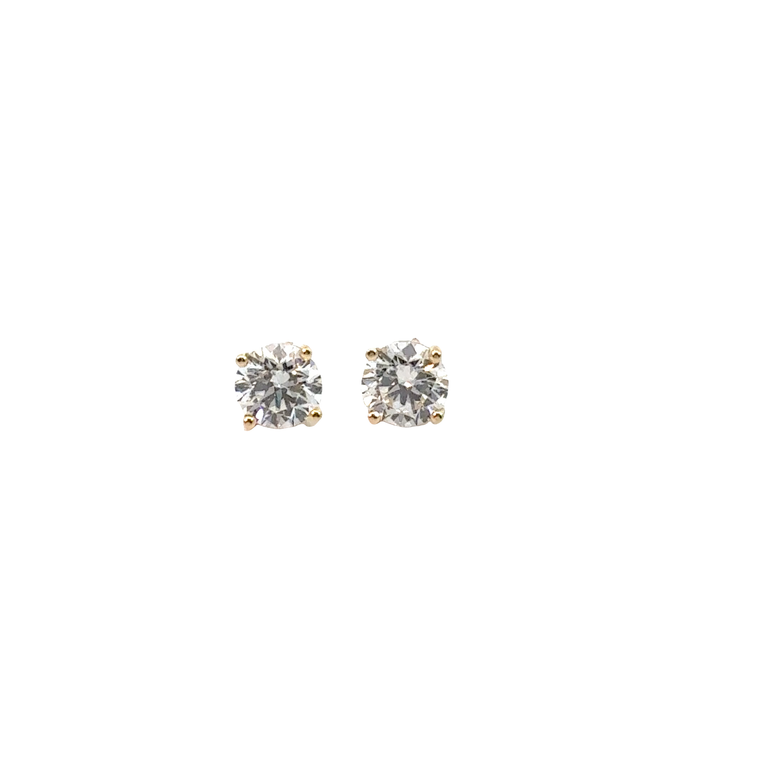 Round Diamond Stud Earrings in Yellow Gold
