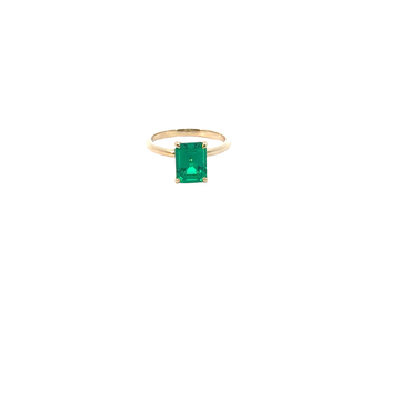 Emerald Cut Emerald Solitaire Ring in Yellow Gold