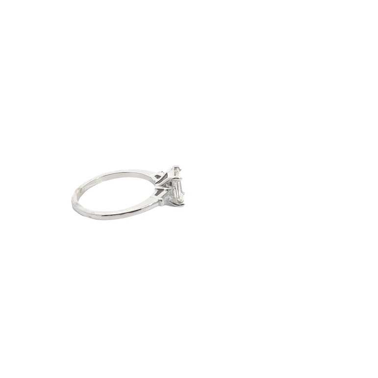 Emerald-Cut Diamond Three-Stone Ring in White Gold