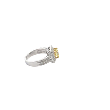 Fancy Yellow Diamond Double Halo Engagement Ring in White Gold