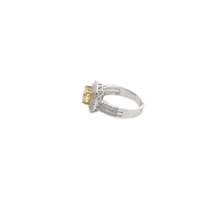 Fancy Yellow Diamond Double Halo Engagement Ring in White Gold