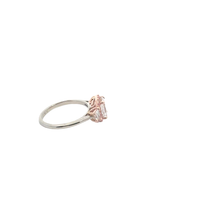 14k White and Rose Gold Multistone Ring with Emerald Cut Diamond- CVD