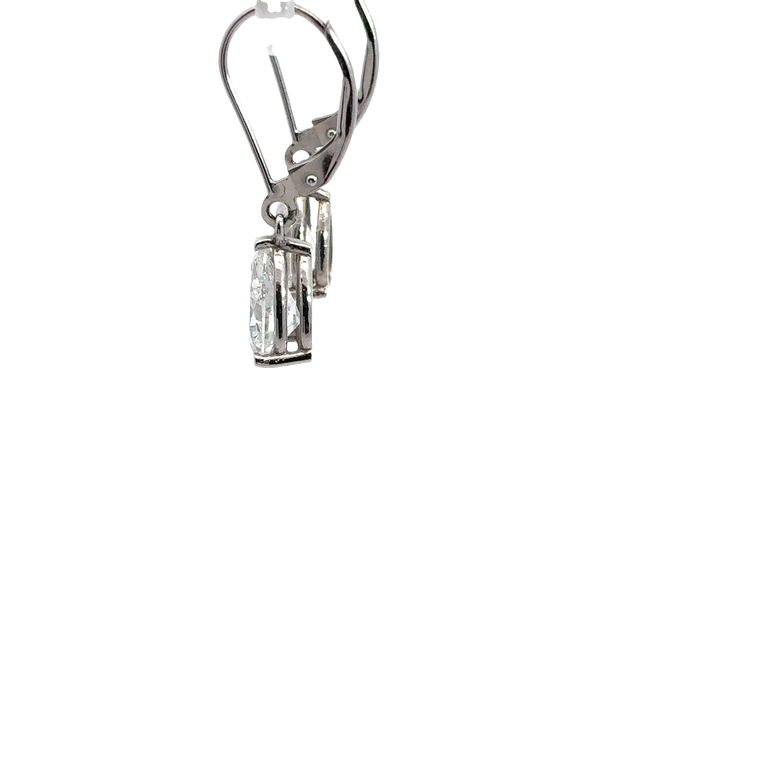 Pear-Shaped Diamond Drop Earrings in White Gold