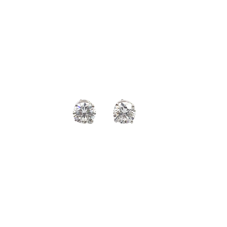 Round Diamond Stud Earrings in White Gold
