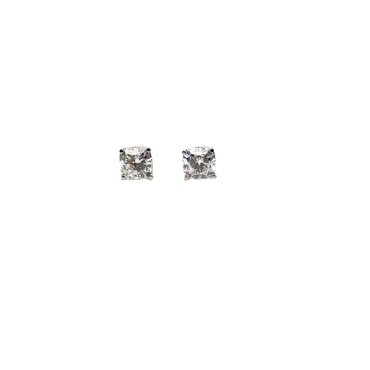 White Gold Cushion-Cut Diamond Stud Earrings