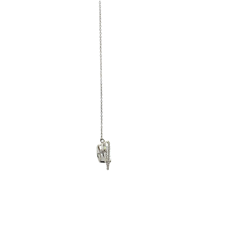 East-West Oval Diamond Solitaire Necklace in White Gold