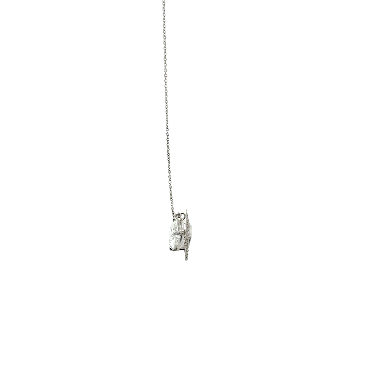 East-West Oval Diamond Solitaire Necklace in White Gold