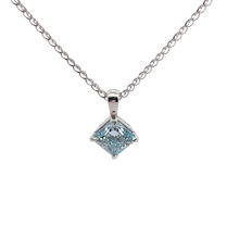 Kite-Set Aquamarine Pendant Necklace in White Gold