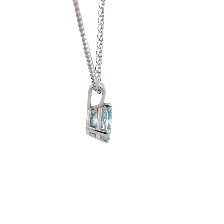 Kite-Set Aquamarine Pendant Necklace in White Gold