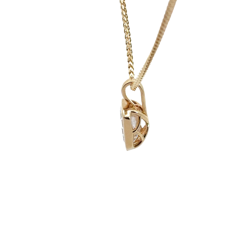 Emerald-Cut Diamond Bezel Pendant Necklace in Yellow Gold