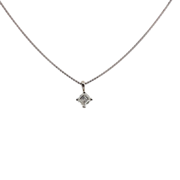Kite-Set Princess Cut Diamond Pendant Necklace in White Gold