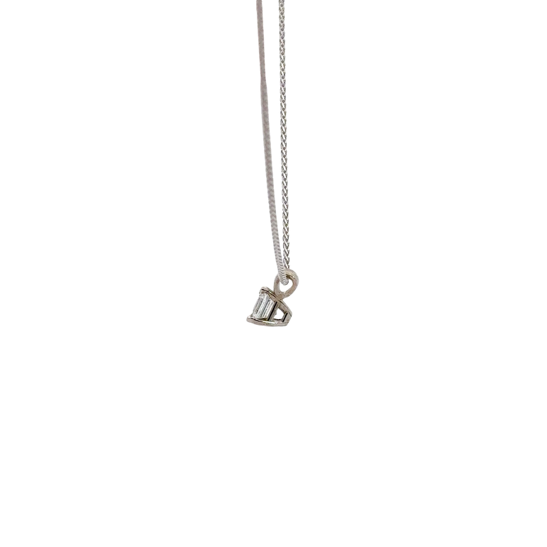 Kite-Set Princess Cut Diamond Pendant Necklace in White Gold