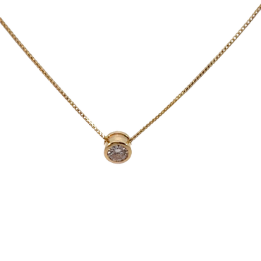 Bezel-Set Diamond Solitaire Necklace in Yellow Gold