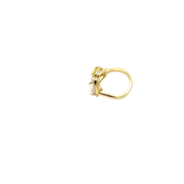 Fancy Vivid Yellow Diamond Open Shank Yellow Gold Ring