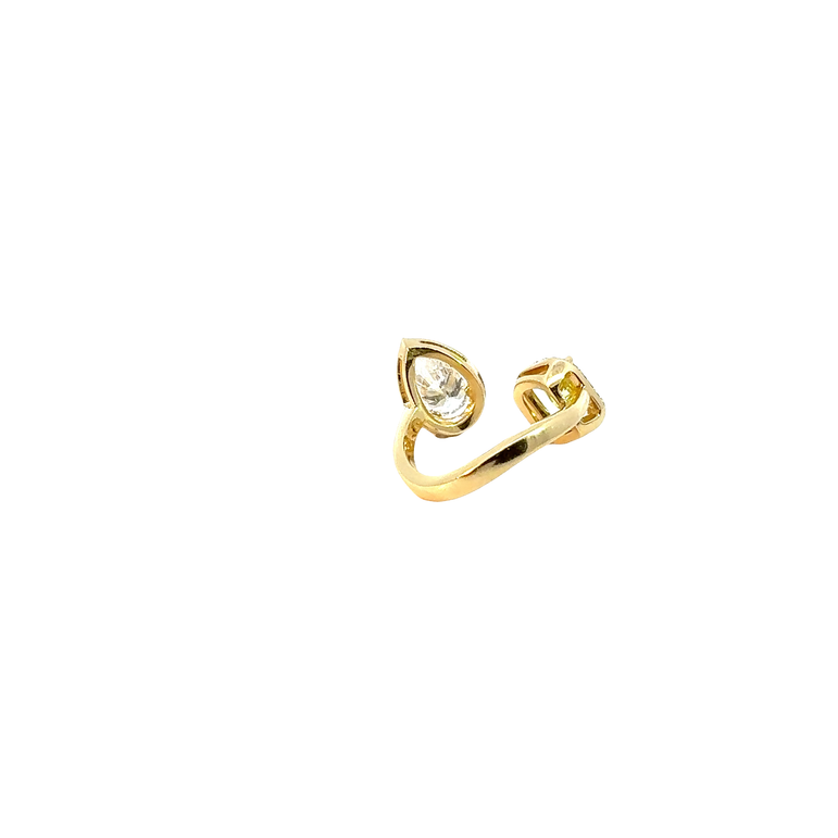 Fancy Vivid Yellow Diamond Open Shank Yellow Gold Ring