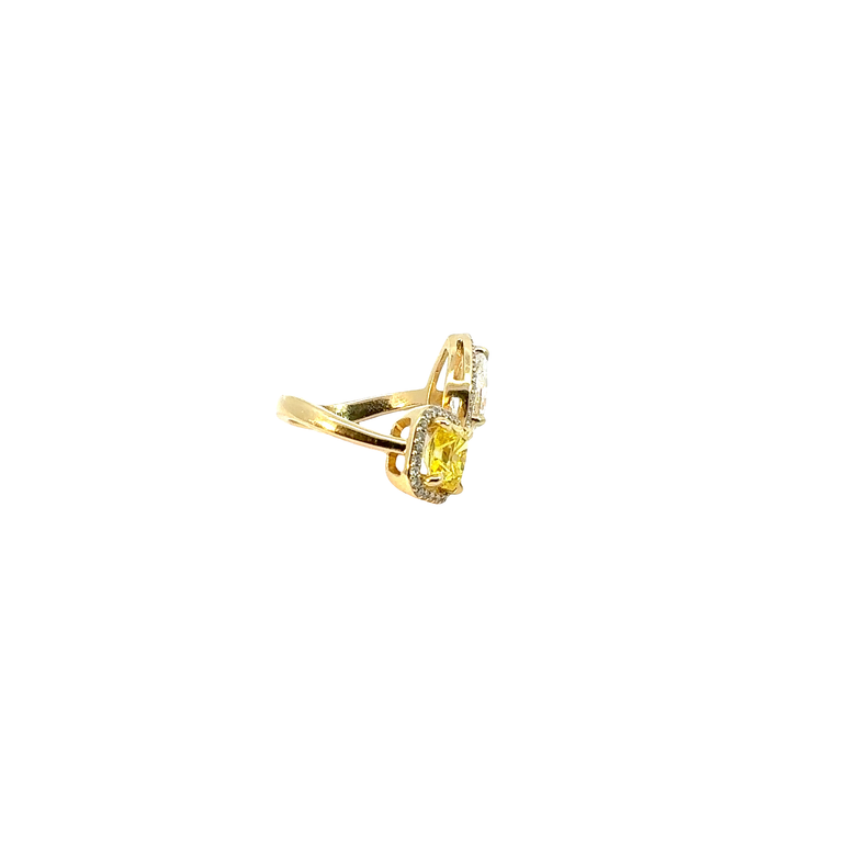 Fancy Vivid Yellow Diamond Open Shank Yellow Gold Ring