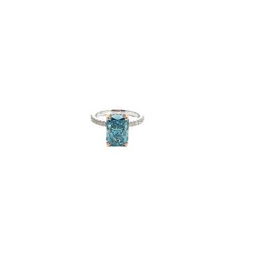 White Gold Solitaire Ring with Radiant-Cut- Lab Grown Diamond