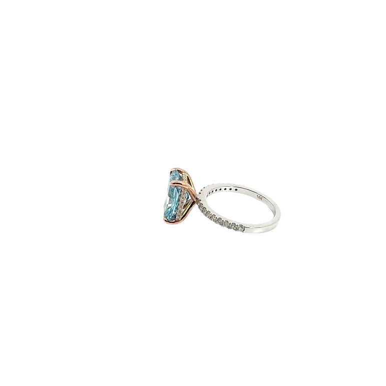 White Gold Solitaire Ring with Radiant-Cut- Lab Grown Diamond