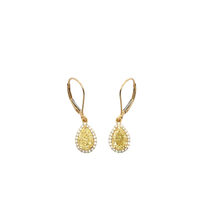 Fancy Intense Yellow Diamond Pear Halo Drop Earrings