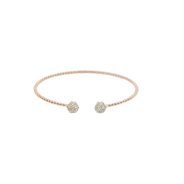 Diamond Cluster Beaded Cuff Bangle in Rose Gold