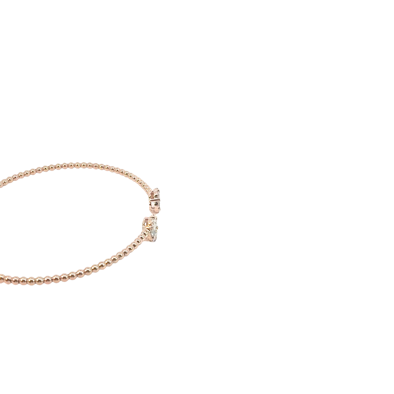 Diamond Cluster Beaded Cuff Bangle in Rose Gold