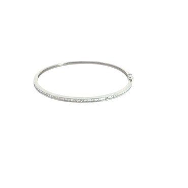 Diamond Baguette Channel Set Bangle in White Gold