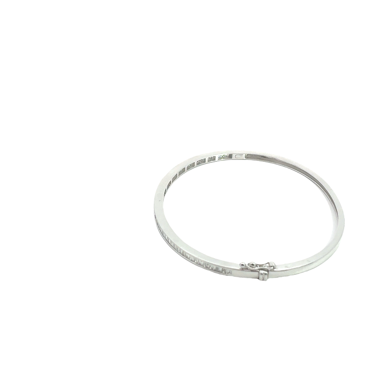 Diamond Baguette Channel Set Bangle in White Gold