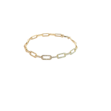 Diamond Pavé Link Chain Bracelet in Yellow Gold