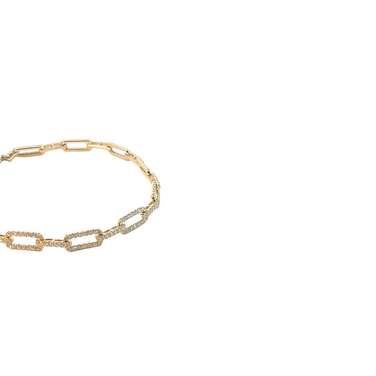 Diamond Pavé Link Chain Bracelet in Yellow Gold