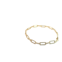 Diamond Pavé Link Chain Bracelet in Yellow Gold