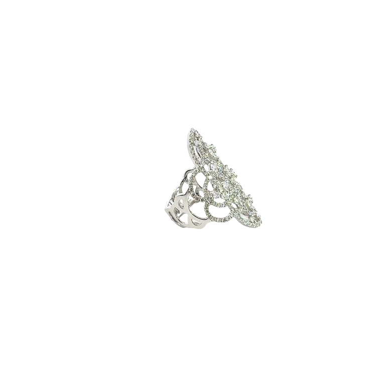 White Gold Diamond Filigree Cocktail Ring