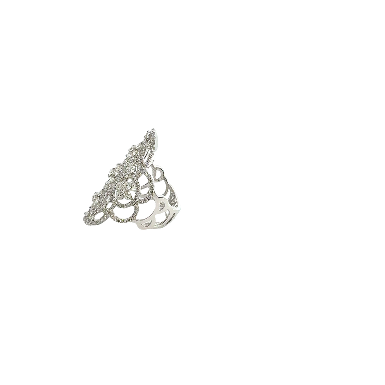 White Gold Diamond Filigree Cocktail Ring