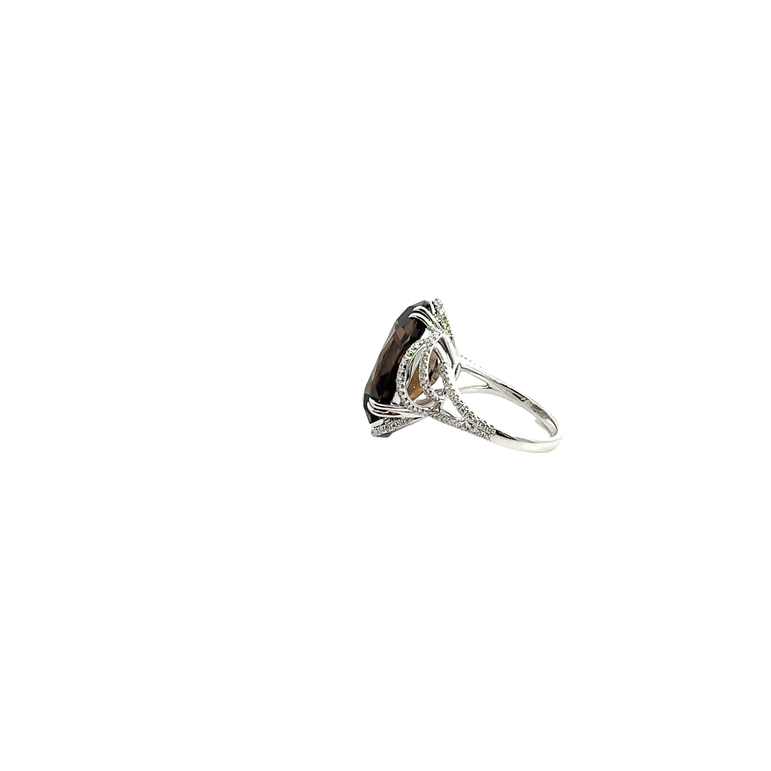 Smoky Quartz Cocktail Ring in White Gold