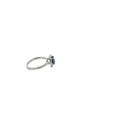 Royal Blue Sapphire Halo Cocktail Ring in White Gold