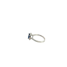 Royal Blue Sapphire Halo Cocktail Ring in White Gold